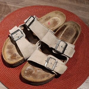 Naot Beige Suede Double Strap Sandals